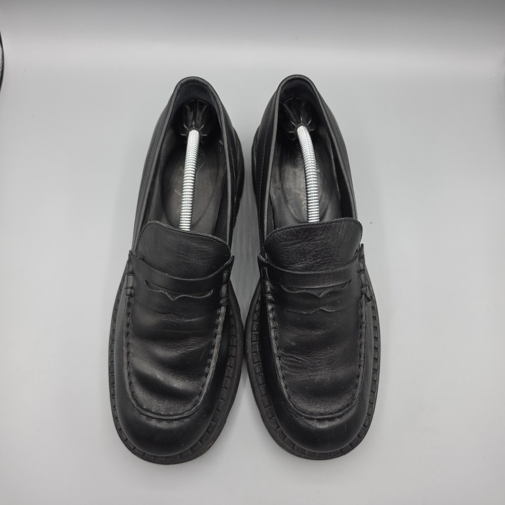Free People Lyra Penny Loafers Womens 39.5 Black Leather Lug‎ Sole Chunky Retro - Picture 4 of 15